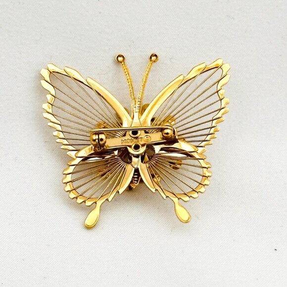Vintage Monet Butterfly Brooch with Rhinestones - Picture 4 of 5